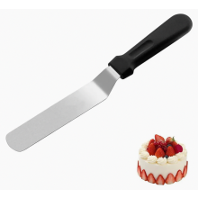 15 cm langer, abgewinkelter Tortenspatel, Edelstahl-Glasurpalette mit schwarzem Kunststoffgriff, kleiner Tortenspatel für D