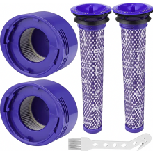Staubsauger-Filterset kompatibel mit Dyson V8 und V7, 2 HEPA-Nachmotorfilter und 2 Vorfilter mit Reinigungsbürste, Ersatz