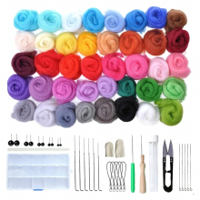 40-teiliges Filzwoll-Set in verschiedenen Farben mit Nadelfilzwerkzeugen, Filzwolle zum Nass- und Trockenfilzen, Bastelwolle für DIY-Projekte