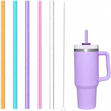 Set van 5 vervangende rietjes voor drinkbekers van 1,2 liter en 884 ml met handvat, herbruikbare rietjes met glitterafwerking en schoonmaakb