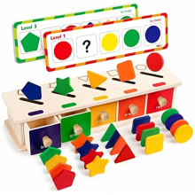 Montessori houten sorteerdoos met kleur- en vormblokken, educatief speelgoed voor jonge kinderen van 3 tot 5 jaar.