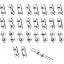 Kabelklemmen M3, 24 stuks, 304 roestvrij staal, voor 3 mm staalkabel, 34 mm x 6 mm, duurzaam en zwaar uitgevoerd.
