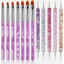 12-delige nagelkunstkwastenset voor acryl- en gelnagels, nageldesign, stippelpen en linerpenselen voor zelfgemaakte nagellak en pointillisme