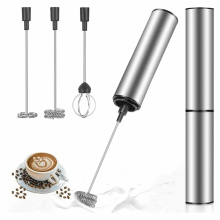 Elektrische melkschuimer, oplaadbare USB mini handmixer met dubbele garde, roestvrijstalen garde voor koffie en melkschuim.