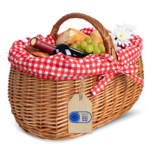 Creative Home Großer Picknickkorb rot karierter Stoffeinlage 45 x 32 x 34cm