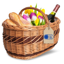 Creative Home Groß Picknickkorb Weidenkorb mit Henkel Zweifarbig 52x35x36cm