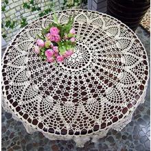 Handgefertigte, gehäkelte, runde Tischdecke aus Baumwolle mit Vintage-Spitze, 80 cm Durchmesser, ideal für Hochzeiten und Dinnerpartys