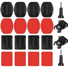 20 Sets Klebehalterungen und -pads für Action-Kameras, flache und gebogene Klebehalterungen, Helmhalterungen für Hero, Session, 4