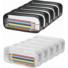 10er-Pack durchsichtige Federmäppchen mit Reißverschluss, große PVC-Stifteetuis, Kosmetiktaschen, Reise-Kulturbeutel für Schulsachen