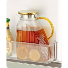 Glaskrug mit Deckel, 1,8 l/63 oz, Karaffe aus Borosilikatglas, Kühlschrankkrug mit Edelstahldeckel für heiße oder kalte Getränke