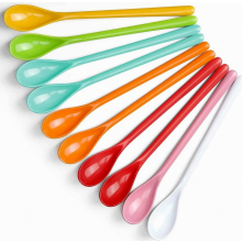 10-teiliges Set Kaffeelöffel, lange wiederverwendbare Plastiklöffel, lange Eierlöffel, Eiscremelöffel, Joghurtlöffel, Marmeladenlöffel, Hahn