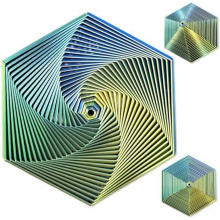 Fractale zeshoekige fidget toy met kleurverloop voor kinderen en volwassenen, angstverminderend 3D-spiraalontwerp, stressverlichtend speelgo