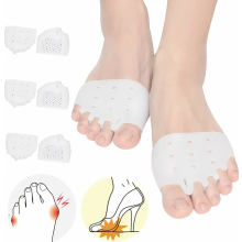 Teen- en middenvoetkussentjes (3 paar) voor dames, zachte, ademende voorvoetkussentjes voor hallux valgus, hamertenen en middenvoetproblemen