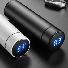 Set van 2 thermosflessen van 500 ml met LED-temperatuurweergave, touchscreen en vacuümisolatie van roestvrij staal.
