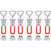Set van 6 hendelsluitingen met hoekmontage, draagvermogen 100 kg, doossluiting voor kast en lade, zilver en rood
