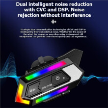Cycling Helmet 5.4 Headset with RGB Light Waterproof Motorcycle Hands-Free Earphone Helmet Intercom Headphone
