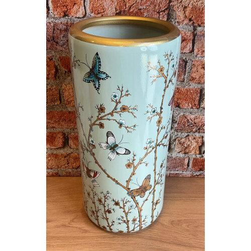 Pale Blue Butterflies Ceramic Umbrella / Walking Stick Stand /Large Vase 1