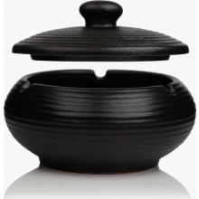 Cenicero de cerámica negra para exteriores con tapa, estilo retro, resistente al viento y a los olores, ideal para el hogar, la oficina, el d
