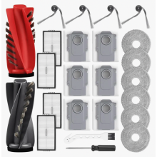 Juego de 24 accesorios de repuesto para aspiradoras robot: 2 cepillos principales, 6 bolsas para el polvo, 6 almohadillas de fregona, 4 filtr