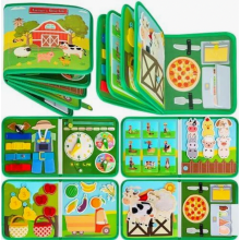 Tablero de actividades para niños pequeños, juguete sensorial Montessori con temática de granja, tablero de aprendizaje educativo para niños
