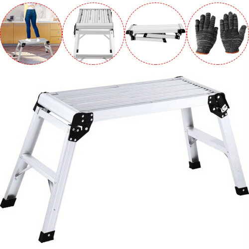 150kg Folding Aluminium Step Ladder Stool Work Platform Up Bench Lightweight UK
