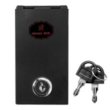 Winners Bank Portable Metal Safe Cash Box with Key Lock - 11x5.8cm Casino Money Box for Security