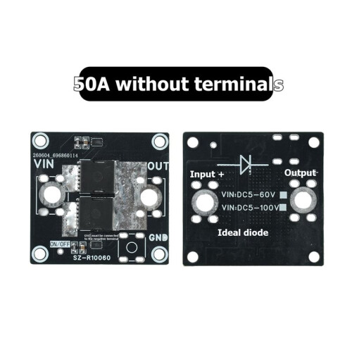 High Current Ideal Diode Module  5-100V 50A Ideal Diode Module Dual Chip Solar Backfeed Battery Reverse Protection A 1