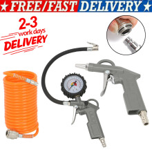 3pcs Air Compressor Recoil Hose Line Tool Car Tyre Inflator Duster Gun Kit
