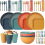 32 Piece Unbreakable Dinnerware Set, Reusable Plastic Camping Tableware for 4, Lightweight Colorful Picnic Dinner Set, F 1