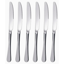 6 Piece Table Knife Set, 23 cm Stainless Steel Dinner Knives, Polished Cutlery Knives, Dishwasher Safe, Durable Everyday