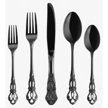 20-Piece Black Cutlery Set for 4, Stainless Steel Knife and Fork Flatware Set, Mirror Polished, Dishwasher Safe, Ideal f