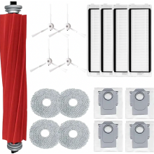 17 Piece Replacement Accessory Set for Robot Vacuum Cleaner, Main Brush, Mop Cloth, Dust Bag, HEPA Filter, Side Brush