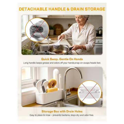 7 Pack Kitchen Cleaning Dish Brush Set with Storage Box for Pan Bottle 1