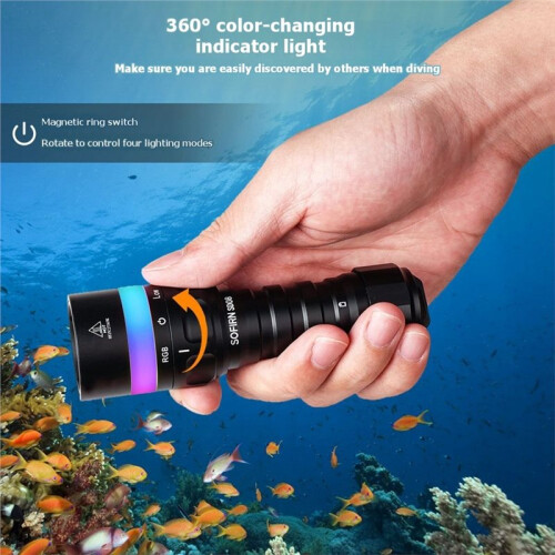 Sofirn SD08 3200lm Diving Flashlight Range 385m Diving Flashlight Underwater Deep Flashlight with 360 RGB Indicator 1