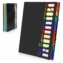 A4 Accordion File Folder with 12 Pockets, Waterproof Organizer Folder for School and Office, Black
