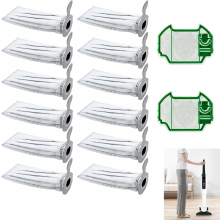 12 Vacuum Cleaner Bags and 2 Filters for VK7 FP7 Premium Dust Bags for Cordless Vacuum Cleaner