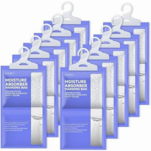 Dehumidifier Hanging Bags 10 Pack, Moisture Absorber for Damp, Mold and Condensation in Bedroom, Bathroom, Caravan, Base