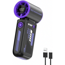 Portable Turbo Handheld Fan, 10m/s High-Speed Mini Fan with LED Display, 1-100 Speed Settings, 12H Max Runtime for Trave