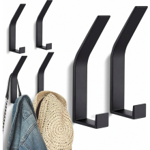 6 Black Wall Coat Hooks with Screws, Modern Invisible Wall-Mounted Coat Hooks Rack for Jackets, Coats, Caps, Scarves, To