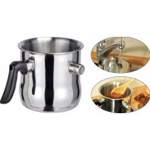 1.2 L Double-Wall Stainless Steel Milk Pot with Insulated Handle for Cooking and Heating