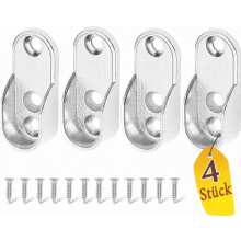 Oval Wardrobe Rod Bracket, Metal Clothes Rail Holders for Oval Tube, Nickel-Plated Steel, 4 Pack, Wall Mounted Closet Ha