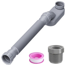 Universeller 1-1/2"-Flach-P-Siphon, Flexibles und Verstellbares Abflussrohr für Freistehende Badewannen und Duschen