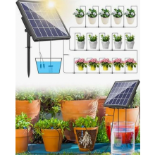 Sistema di irrigazione solare per balcone, kit di irrigazione a goccia da 15 m, irrigazione automatica solare da 2,5 W per piante da giardin