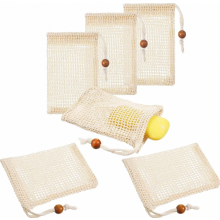 Set di 6 sacchetti in cotone per sapone solido, sacchetti in rete riutilizzabili per una detersione e un'esfoliazione delicate.