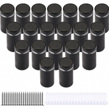 Set di 20 distanziatori da parete in acciaio inox da 12 x 25 mm, viti di montaggio regolabili per cartelli, distanziatori in vetro nero per