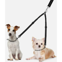 Guinzaglio doppio per cani, divisore girevole a 360 gradi anti-groviglio per due cani, guinzaglio elastico riflettente regolabile e ammortiz