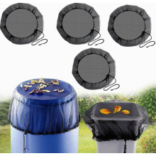 Confezione da 4 coperture a rete per barili di raccolta dell'acqua piovana, regolabili e aderenti con coulisse, rete resistente alle intempe