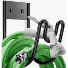 Supporto da parete resistente per tubo da giardino, cavo e tubo di aspirazione, in metallo nero, confezione da 1.