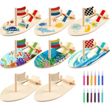 Kit per costruire barchette di legno per bambini, confezione da 8 mini barche a vela da dipingere, set di artigianato in legno fai-da-te, gi