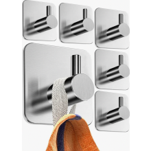 Set di 6 ganci portasciugamani da bagno, ganci da parete autoadesivi in acciaio inossidabile, portasciugamani senza foratura, antiruggine, d